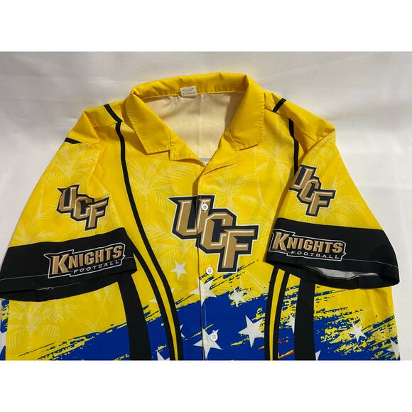UCF Button Up Shirt Mens Size Large Yellow Black Blue Polyester Spandex - Picture 9 of 10
